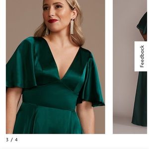 David’s Bridal charmeuse flutter-sleeve a-line bridesmaid dress in the color gem